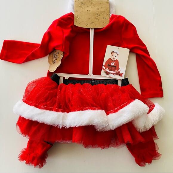 Baby Essentials | 4 Piece Santa Tutu Leg Warmer Bow Outfit NWT 9 Months - Picture 7 of 10
